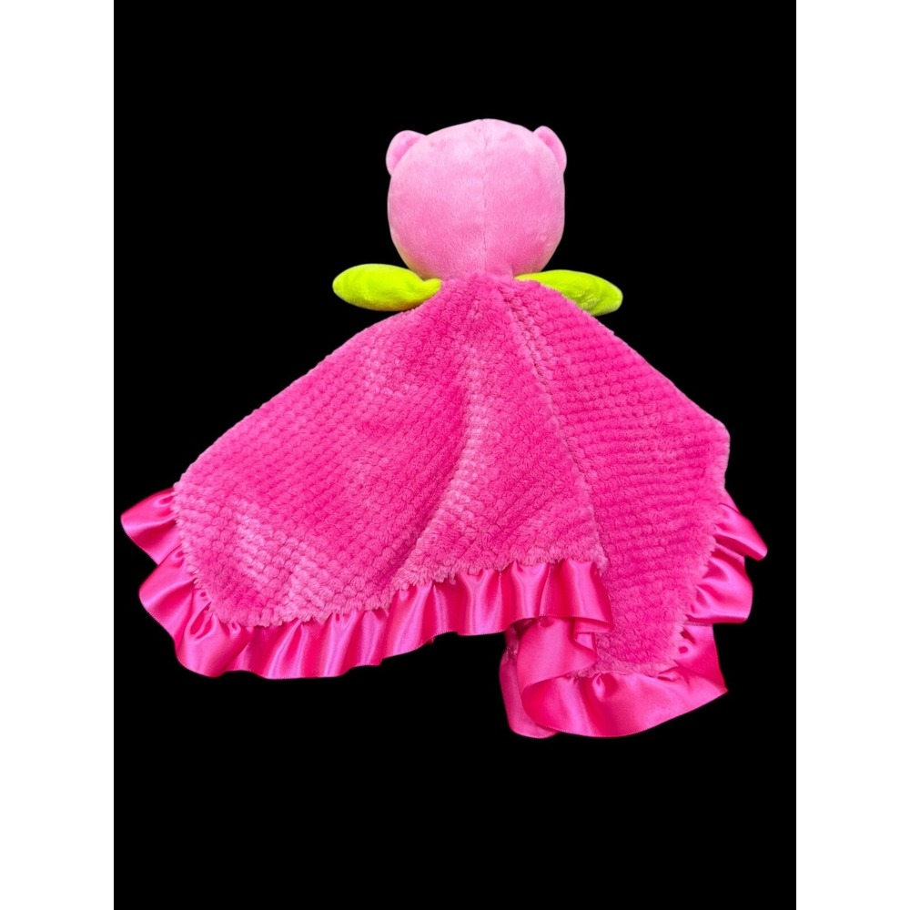 Okie Dokie Pink Owl Security Blanket Lovey Rattle Plush‎ Satin Ruffle Baby Toy - Picture 3 of 3